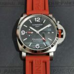 Best Quality Replica Panerai Luminor GMT Black Face Red Rubber Band Watch 